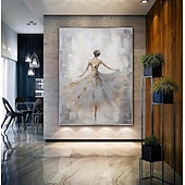 olcso Portrék-absztrakt texturált balerina olajfestmény, kézzel festett figuratív táncoló lány fal művészet extra nagy festmény impresszionizmus firl otthon dekoratív művészet olajfestmény