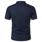abordables Polo classique pour homme-Homme Chemise de golf Polos de Golf Travail Occasionnel Col montant Manche Courte Basique Moderne Bloc de Couleur Patchwork Boutons Printemps &amp; Été Coupe régulière Vin Noir Blanche Rose bleu marine