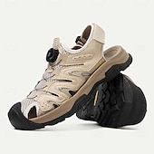 economico sandali da esterno-Per uomo Sandali Sandali escursionistici all&#039;aperto. Informale Stile da spiaggia Di pelle Traspirante Comodo Antiscivolo Mocassino Banda elastica Nero Beige