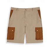 abordables Vacances-Homme Shorts cargo Shorts Shorts en Lin Shorts d'été Patchwork Avec Poches Bloc de Couleur Couleur Pleine Confort Respirant Court Occasionnel Quotidien Extérieur Mode Designer Vert Kaki Non Elastique