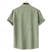halpa Etninen malli-Miesten Paita Button Up paita Lyhythihainen Vintage Vapaa-aika Viidakko Loma Päivittäin Kesä Kevät Nauhakaulus isoisän kaulus Painettu Apila Khaki Beesi