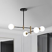 baratos Luzes pendentes-Luminária pendente de led em vidro, 88cm, 4 cabeças/6 cabeças, formato de feijão mágico, iluminação, quarto nórdico, sala de estar, 110-240v