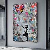 preiswerte Straßenkunst-Banksy Mädchen Graffiti Ölgemälde handgemalt Pop Art Gemälde berühmte Leinwand Banksy Mädchen Kunstwerk Gemälde Banksy Ballon Leinwand Gemälde Wanddekoration Kunstwerk Gemälde