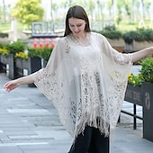 cheap Shawls-Shawls Women&#039;s Wrap Elegant Bridal Sleeveless Polyester Wedding Wraps With Pure Color For Party Spring &amp; Summer
