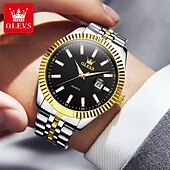 levne Quartz hodinky-nové olevs značka olevs móda jednoduché pánské hodinky quartz svítící kalendář trend luxusní business voděodolné pánské sportovní hodinky
