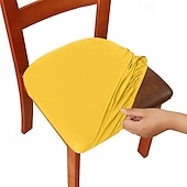 abordables Sr. y Sra. Boda-4 piezas/6 piezas de color sólido cepillado de alta elasticidad funda de silla simple suave y cómoda funda de asiento de silla a prueba de polvo y resistente a la suciedad adecuada para silla de