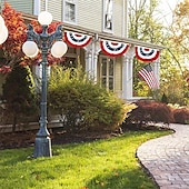billige Fest utstyr-usa patriotisk plissert vifteflagg - 2 stk amerikansk us flagg bunting banner patriotisk bunting flagg stjerner og striper flagg bunting for minnedag den 4. juli og arbeidsdagen