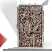 voordelige Rookgerei-leren sigarettenetui met elastische band, metalen frame, geschikt voor 20 sigaretten, beschermende houder voor handgerolde sigaretten