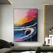 preiswerte Ölgemälde-handgemachtes Ölgemälde Leinwand Wandkunst Dekor original buntes Sternenhimmel Gemälde abstrakte Nachtszene Malerei Wohndekor mit gespanntem Rahmen ohne Innenrahmen Gemälde