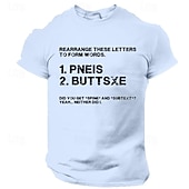 abordables T-shirt graphique pour hommes-Le T-shirt des hommes Réorganisez ces lettres pour former des mots T-shirt graphique à 100 % coton à manches courtes T-shirt graphique noir blanc vin confortable mode de vêtements