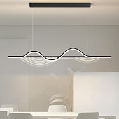 economico Luci a sospensione-lampada a sospensione a led lampade a sospensione lineari dimmerabili a striscia lunga lampade a sospensione in metallo bianco con paralume in acrilico 1 luce 100 cm caffè da cucina 110-240v solo