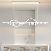 economico Luci a sospensione-lampada a sospensione a led lampade a sospensione lineari dimmerabili a striscia lunga lampade a sospensione in metallo bianco con paralume in acrilico 1 luce 100 cm caffè da cucina 110-240v solo