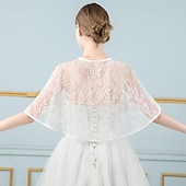 billiga Sjalar-Sjalar Sjalar till damer Bolero Elegant Brudkläder Halvlång ärm Polyester Brudsjalar Med Ren Färg Till Fest Vår &amp; sommar