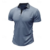 economico Polo classica da uomo-Per uomo Magliette Polo a Nido d'Ape Testurizzato Casuale Ferie Bavero Colletto Polo a Coste Manica Corta Moda Essenziale Semplice Bottoni Morbido Estate Primavera Vestibilità regolare Esercito verde