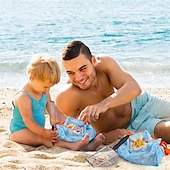 economico Anti-stress-spiaggia in rete pala con rete borsa da spiaggia per la raccolta di conchiglie filtro paletta per la sabbia per raccogliere conchiglie dente di squalo setaccio mestolo contenitore per giocattoli da