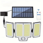 abordables Lampadaires-Projecteur solaire Shustar-280 LED, éclairage d&#039;extérieur avec détecteur de mouvement, éclairage de sécurité solaire avec télécommande, 3 modes, 3 têtes avec rallonge pour jardin, garage, porche