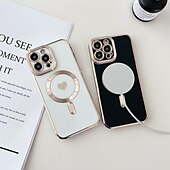 Недорогие Чехлы для iPhone-телефон Кейс для Назначение айфон 16 Айфон 15 Про Макс Плюс iPhone 14 13 12 11 Pro Max Plus Кейс на заднюю панель Поддержка беспроводной зарядки Защита от удара С сердцем ТПУ Покрытие