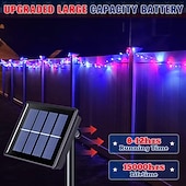 cheap Solar String Lights-1 PC Patriotic Outdoor Solar String Lights, 22FT~98FT Red White Blue for 4th of July Independence Day 250th Anniversary Memorial Day, Holiday Garden Waterproof Decor Lights