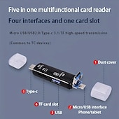 cheap Cell Phone Cables-5-in-1 Card Reader OTG Android Multi-function TF Card Reader USB Multi-in-one