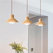 ieftine Lumini insulare-LED pandantiv 20cm 1 lumină alb cald metal finisaje vopsit lemn bec inclus stil modern sufragerie dormitor pandantiv lanternă design 110-240v