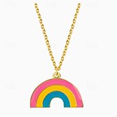 baratos Parada do Orgulho de dezembro-Colar com pingente em forma de arco-íris da lua do orgulho, moda personalizada, simples, homossexual, camada única, colar