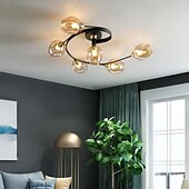baratos Montagem Embutida &amp; Montagem Semi Embutida-Luz de teto led 4/6 cabeça de vidro metal e27 nórdico criativo mágico lâmpada de teto pequeno quarto, lustre pessoal conciso moderno, para sala de estar comercial lâmpada de sala de jantar, sala de