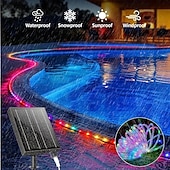 baratos Luzes solares de corda-luzes de corda solares ao ar livre à prova d&#039;água 164 pés 500led luzes de tubo com 2400mah tipo c temporizador de carregamento 8 modos reguláveis cintilação luz de corda de fada para jardim quintal