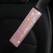 abordables Fundas de asiento para coche-fyautoper 1 Uds. Funda protectora para cinturón de seguridad de coche de cuero dorado con estrellas coloridas, 1 unidad
