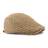 billige Men's Hats-Men's Flat Cap Ascot Hat Newsboy Hat Camel Brown Polyester Fashion Casual Street Daily Plain Adjustable Sunscreen Breathable
