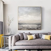 cheap Oil Paintings-Abstract Skyline Painting hand painted Extra large wall art pain ting handmade gray landscape painting on canvas large wall art gold abstract mordern painting for Bedroom Living room painting