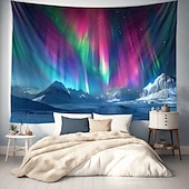 billige landskapsteppe-aurora nordlys hengende billedvev veggkunst stor billedvev veggmaleri dekor fotografi bakteppe teppe gardin hjem soverom stue dekorasjon