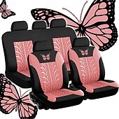 baratos Capas para bancos de automóveis-Fyautoper novas capas de assento de carro de 5/2 lugares com padrão absoluto bordado universal tecido respirável airbag seguro suv assento protetor acessórios