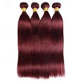 abordables 3 paquets extensions cheveux humains-vin rouge # 99j remy cheveux humains tisser 12-30 pouces de long soyeux droite non transformés vierges brésiliens extensions de trame de cheveux pour les femmes 3pcs
