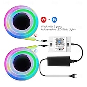 זול נורות לד ניאון-עמיד למים ws2811 rgbic ארוג סיליקון אור ניאון עם רצועת לד בצבע חלומי ניתן להתייחסות 2.5m-10m תאורה 360 מעלות wifi אפליקציית בקרת חדר שינה קישוט פנימי וחיצוני כולל ערכת מתאם dc12v