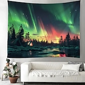 billige landskapsteppe-aurora nordlys hengende billedvev veggkunst stor billedvev veggmaleri dekor fotografi bakteppe teppe gardin hjem soverom stue dekorasjon