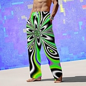 cheap Men&#039;s Printed Casual Pants-Men&#039;s Graphic Trousers Mid Waist Vacation Casual Summer Spring 3D Print Black Pink Blue