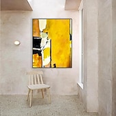 abordables Peintures à l&#039;huile-peinture abstraite jaune sur toile peinte à la main 3d peinture à l&#039;huile abstraite texturée art mural fait à la main peinture boho peinture d&#039;art sur toile moderne pour la décoration de salon décor à