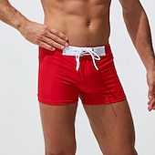 baratos calção de banho boxer masculino-Homens Bermuda de Surf Shorts de Natação Calção Justo de Natação Patchwork Com Cordão Cintura elástica Bloco de cor Conforto Secagem Rápida Curto Feriado Praia Final de semana Moda Casual Branco