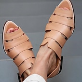 ieftine Sandale casual-sandale de damă cu decupaj din piele artificială – pantofi minimaliste în stil pescar pentru călătorii de vară, plimbări și ținute casual