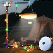 tanie Zasilane energią słoneczną-Chowane łańcuchy świetlne Solar Camping String Lights Zewnętrzne oświetlenie namiotu USB akumulator 33 stopy/10 m 100 diod LED do pieszych wędrówek na kempingu