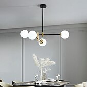 baratos Luzes pendentes-Luminária pendente de led em vidro, 88cm, 4 cabeças/6 cabeças, formato de feijão mágico, iluminação, quarto nórdico, sala de estar, 110-240v