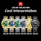 levne Quartz hodinky-OLEVS Muži Křemenný Módní Obchodní Wristwatch Svítící Kalendář Datum týden VODĚODOLNÝ Ocel Hodinky