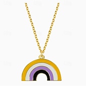 baratos Parada do Orgulho de dezembro-Colar com pingente em forma de arco-íris da lua do orgulho, moda personalizada, simples, homossexual, camada única, colar
