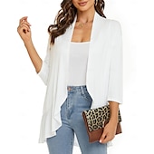 cheap Shawls-Shawls Women&#039;s Wrap Shrug Elegant Bridal 3/4 Length Sleeve Polyester Wedding Wraps With Pure Color For Party Spring &amp; Summer