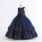 preiswerte Partykleider-kinderkleidung Mädchen Kleid Party Kleid Feste Farbe Ärmellos Besondere Anlässe Geburtstag Elegant Prinzessin Polyester Maxi abendkleider Sommer Frühling 4-13 Jahre Marineblau Grün