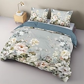 cheap Duvet Cover Sets-100% Cotton Vintage Floral Series Duvet Cover 3-Piece Set Short Fluff for Summer Soft Skin Friendly Comfy Lightweight