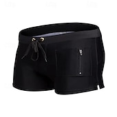 cheap Men's Swim Shorts-Men's Board Shorts Swim Shorts Swim Trunks Drawstring Elastic Waist Plain Comfort Quick Dry Short Holiday Beach Weekend Fashion Casual Black White Micro-elastic