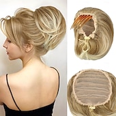 abordables Moños-Moño de pelo desordenado, moño corto con cola de caballo, peine con cordón, extensión de moño con clip para mujer, pieza de pelo sintético, moño, moño recogido para fiesta diaria