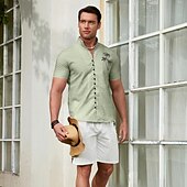 cheap Tropical Plants-Men&#039;s Coconut Tree Tropical Plants Shirt Summer Hawaiian Shirt Aloha Shirt Short Sleeve Shirt Stand Collar Fashion Streetwear Designer Outdoor Vacation Street Blue Purple Green S M L