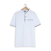 preiswerte Klassisches Poloshirt für Herren-Herren Poloshirt aus Baumwollmischung Golfshirt Straße Lässig Stehkragen Gebänderter Kragen Kurzarm Mode Basic Einfach Klassisch Sommer Normale Passform Marineblau Schwarz Weiß Rot Poloshirt aus